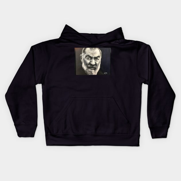 Saint Padre Pio Kids Hoodie by artdesrapides